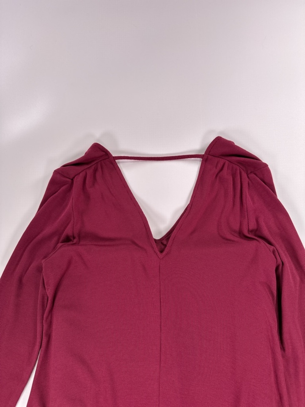LA Relaxed Ribbed Modal V-Back Swing Dress Medium Raspberry NWT - Picture 10 of 14